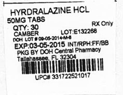 Label Image For 50mg (Hydralazine 50mg)